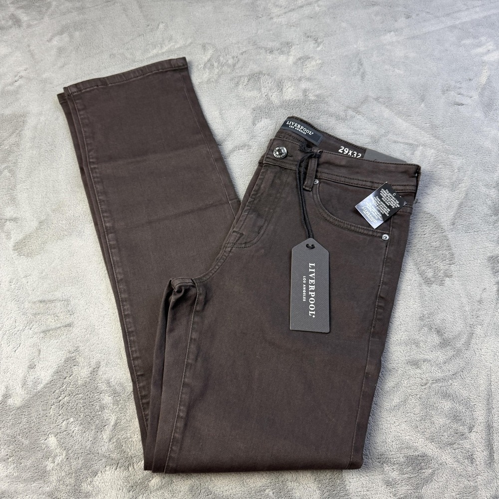 Liverpool Jeans Mens 29x32 Brown Espresso‎ Relaxed Straight Cotton Blend Pants